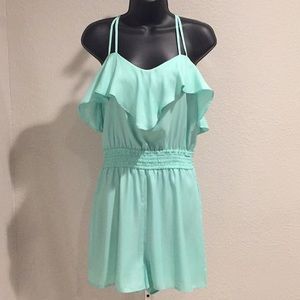 BCBGeneration Mint Blue Sexy Strappy Romper